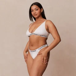Bamboo Triangle Bra & Thong/Briefs Set - All White
