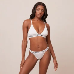 Bamboo Triangle Bra & Thong/Briefs Set - All White
