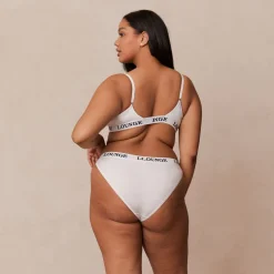 Bamboo Triangle Bra & Thong/Briefs Set - All White
