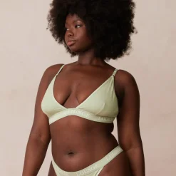 Bamboo Triangle Bra & Thong/Briefs Set - Olive