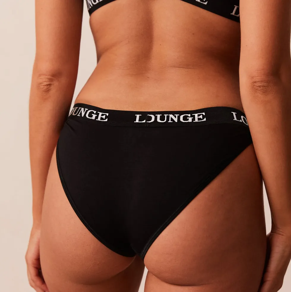Bamboo Triangle Bra & Thong/Briefs Set - All Black