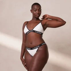 Bamboo Triangle Bra & Thong/Briefs Set - White