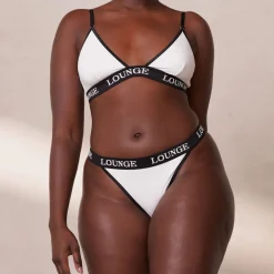 Bamboo Triangle Bra & Thong/Briefs Set - White