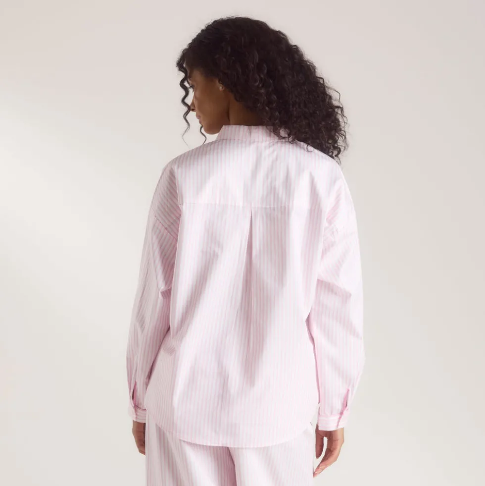 Bloom & Stripe Pajama Shirt - Pink