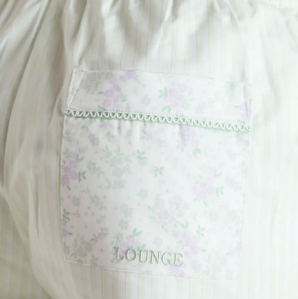 Bloom & Stripe Pajama Shorts - Sage