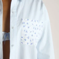 Bloom & Stripe Pyjama Shirt - Blue
