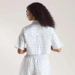 Bloom & Stripe Short-Sleeved Pajama Shirt - Blue