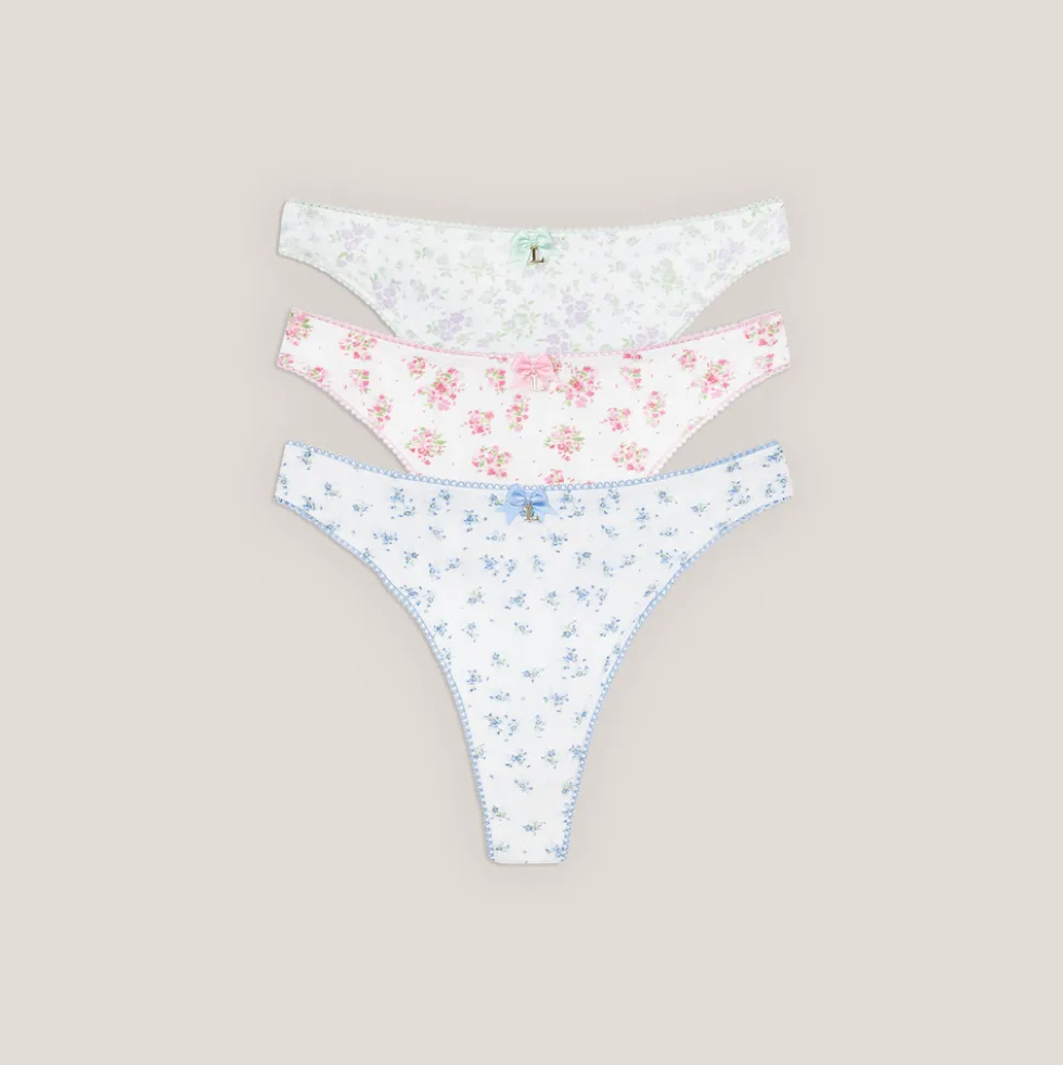 Bloom Thongs (3-Pack) - Floral Print