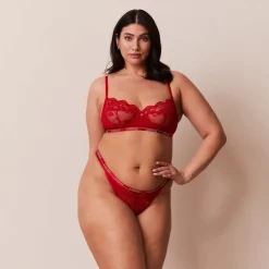 Blossom Balcony Bra & Thong Set - Maroon