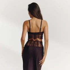 Boned Lace Top (Set) - Dark Chocolate