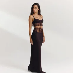 Boned Lace Top (Set) - Dark Chocolate