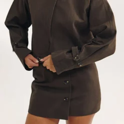 Button Detail Jacket - Dark Brown
