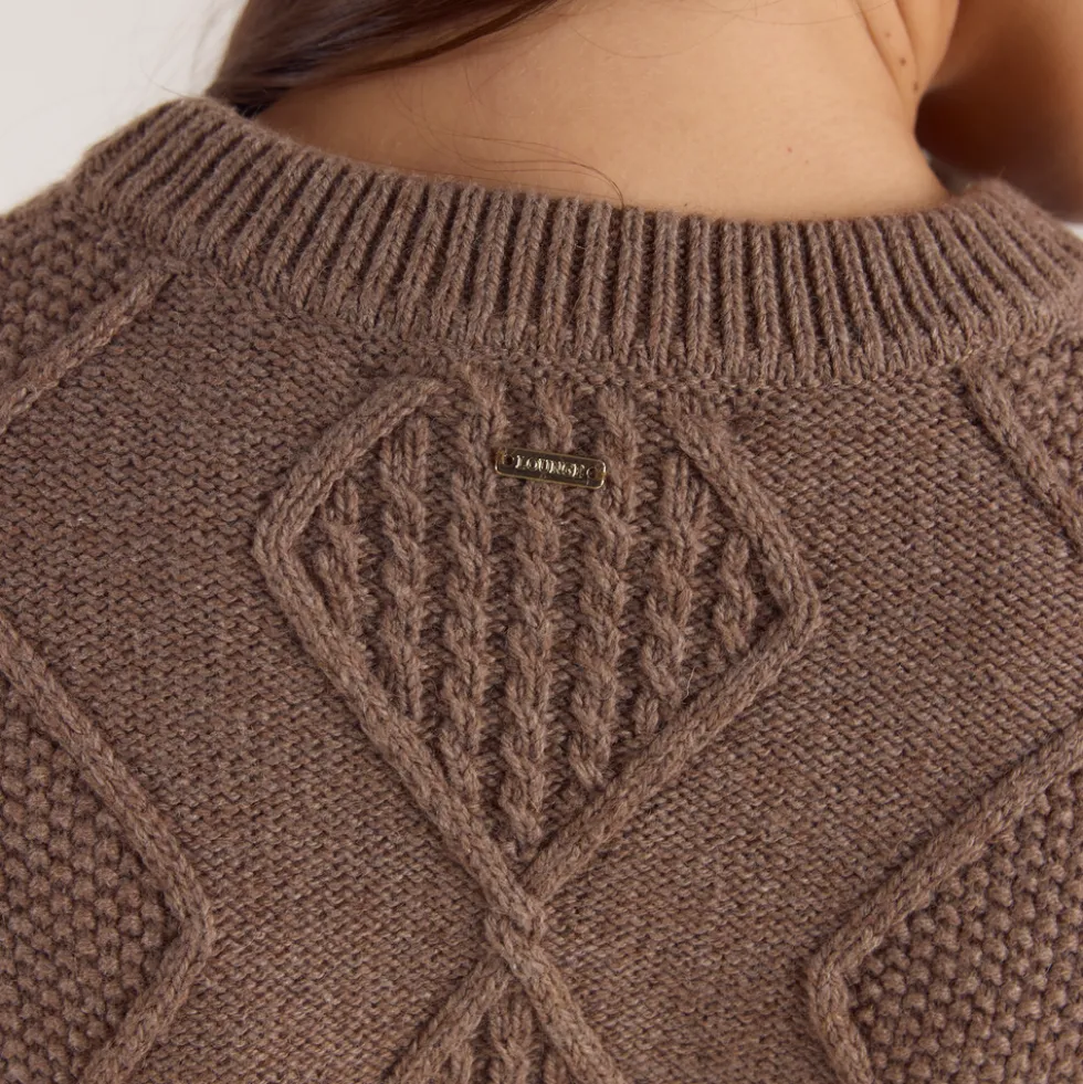 Cable-Knit Sweater - Brown