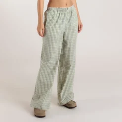 Check Cotton Pants - Green
