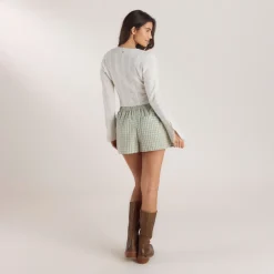 Check Cotton Shorts - Green