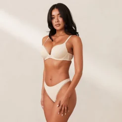 Comfort Push-Up T-shirt Bra & Thong Set - Latte