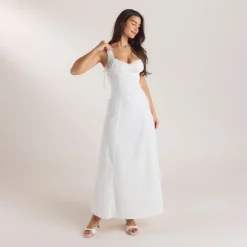 Corset Back Maxi Dress - White