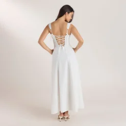 Corset Back Maxi Dress - White