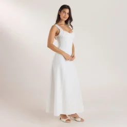 Corset Back Maxi Dress - White