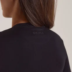 Cotton Blend Long Sleeve Top - Black