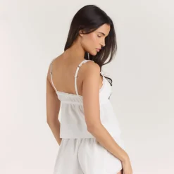 Cotton Cami Pajama Top - White