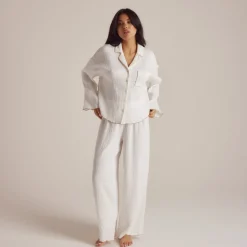 Crinkle Pajama Pants - White