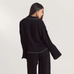 Crinkle Pajama Shirt - Black