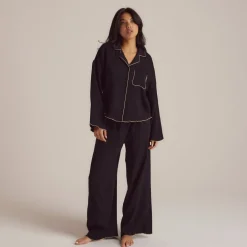 Crinkle Pajama Shirt - Black