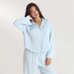 Crinkle Pajama Shirt - Blue