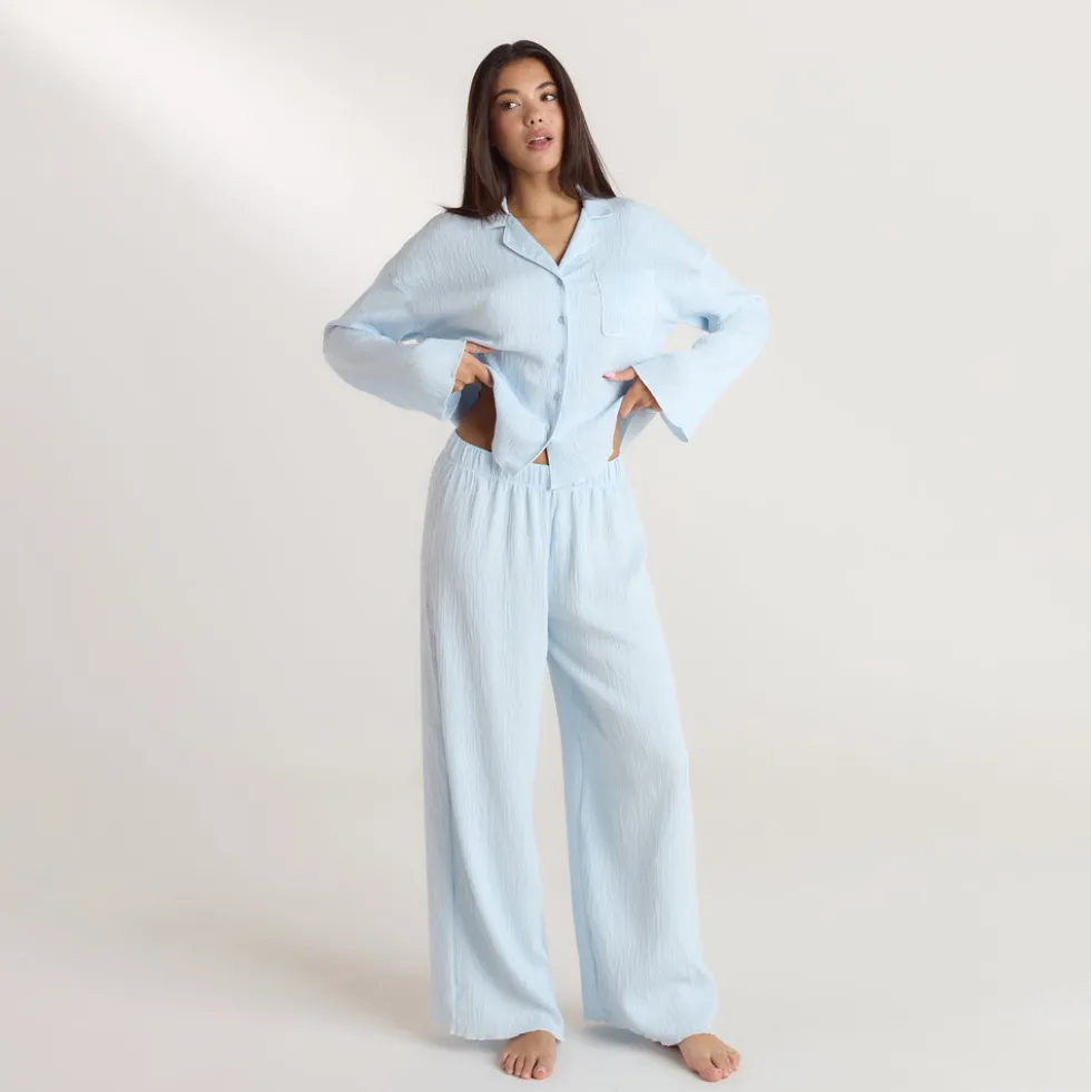 Crinkle Pajama Shirt - Blue