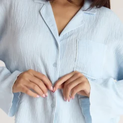 Crinkle Pajama Shirt - Blue