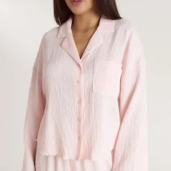 Crinkle Pajama Shirt - Pink