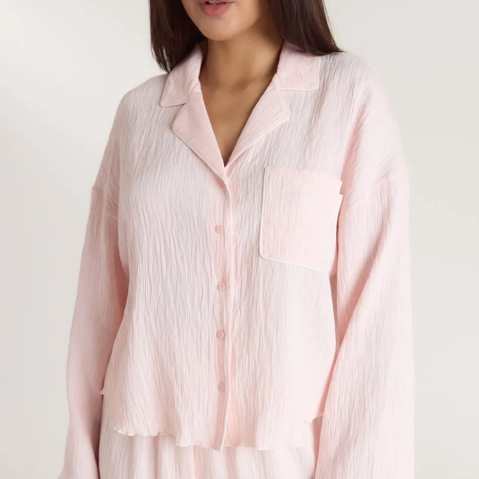 Crinkle Pajama Shirt - Pink