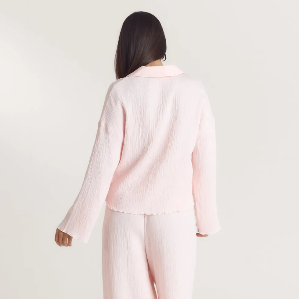 Crinkle Pajama Shirt - Pink