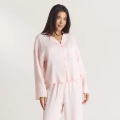 Crinkle Pajama Shirt - Pink