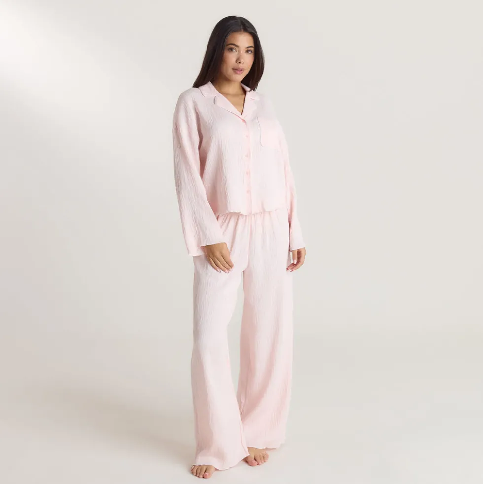 Crinkle Pajama Shirt - Pink