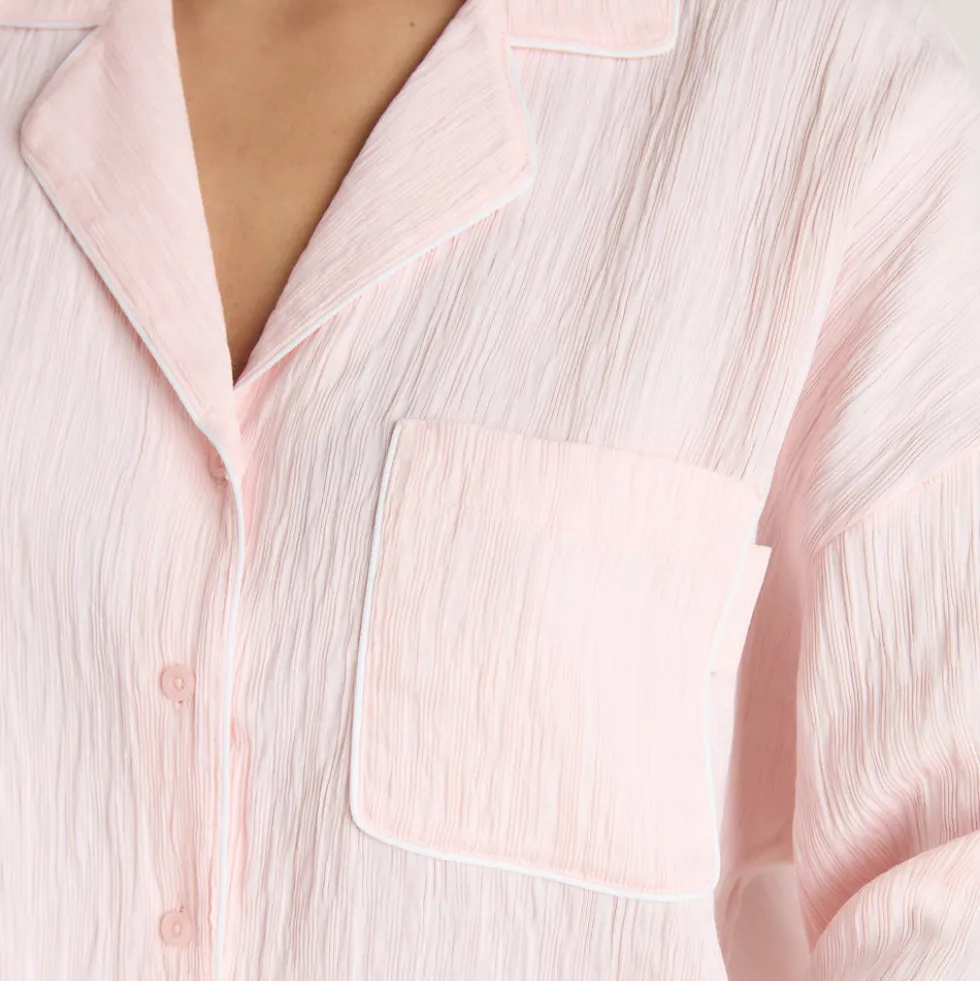 Crinkle Pajama Shirt - Pink