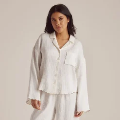 Crinkle Pajama Shirt - White