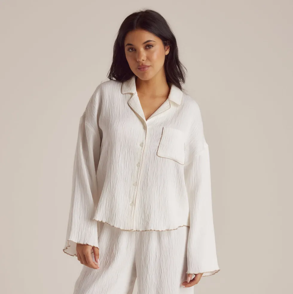 Crinkle Pajama Shirt - White
