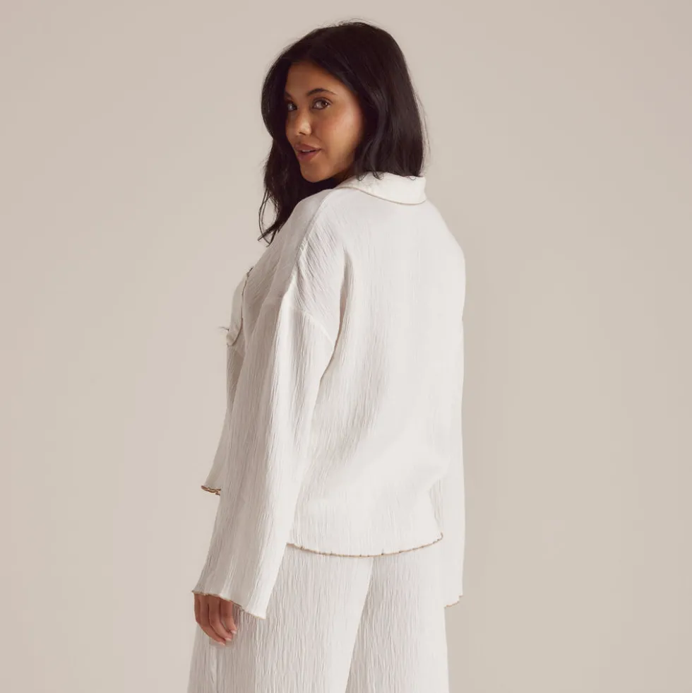 Crinkle Pajama Shirt - White