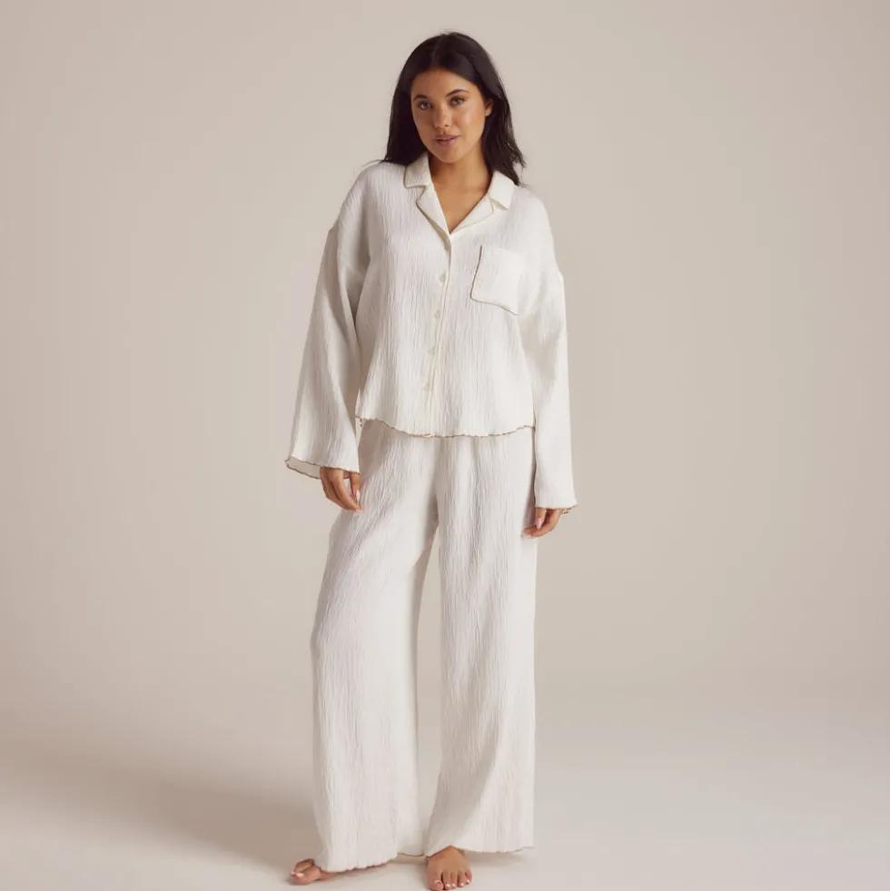 Crinkle Pajama Shirt - White