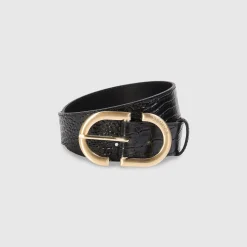 Curved Buckle Belt - Black