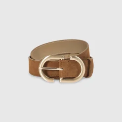 Curved Buckle Belt - Tan