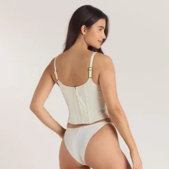 Embroidered Floral Corset Top - Buttercream