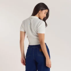 Embroidered Knitted Top - Cream