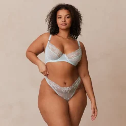 Fleur Balcony Bra & Thong Set - Blue