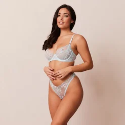 Fleur Balcony Bra & Thong Set - Blue