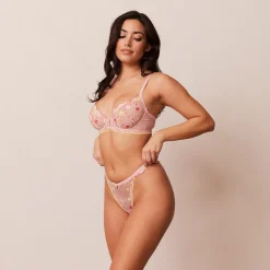 Fleur Balcony Bra & Thong Set - Pink