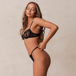 Flirt Balcony Bra & G-string/Briefs Set - Black