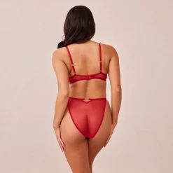 Flirt Balcony Bra & G-string/Briefs Set - Maroon